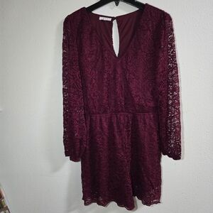 Elegant Burgundy Lace Dress